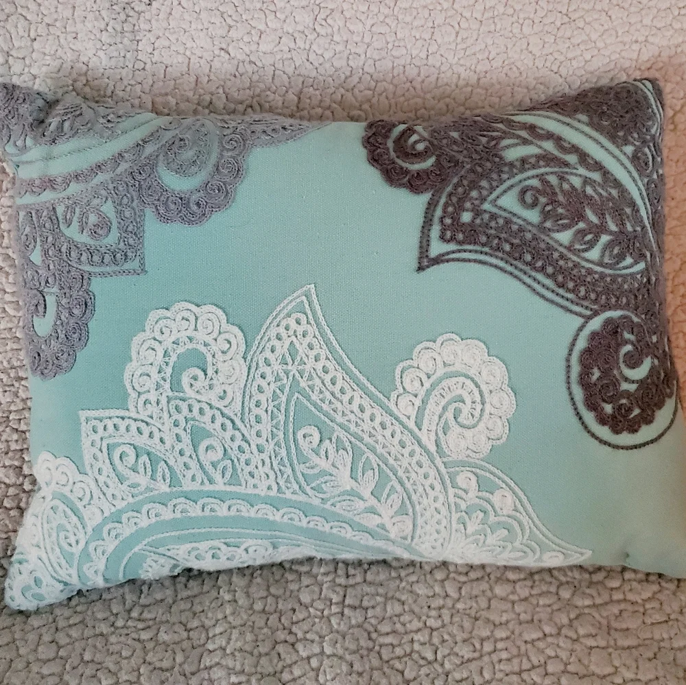 Aqua Paisley & Chevron Decorative Throw Pillow Set